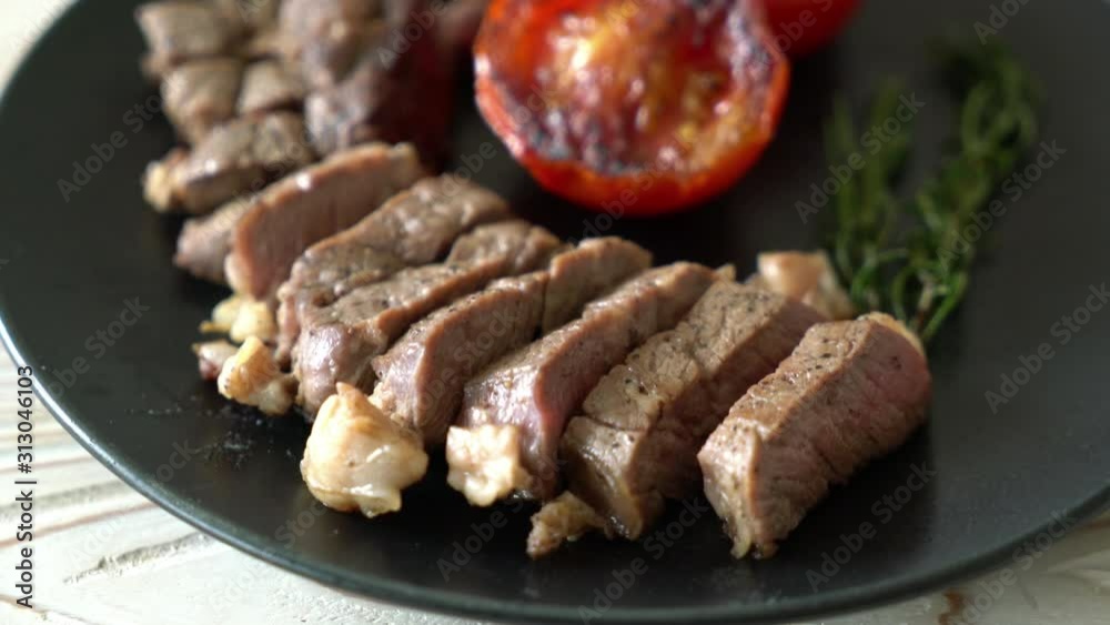 Grilled medium rare beef steak Grilled medium rare beef steak