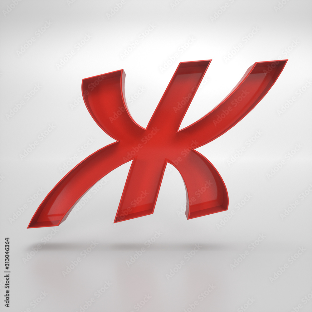 Obraz premium 3d rendering of the Cyrillic letter Ж in red gloss on a white isolated background.