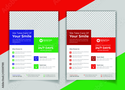 Medical dental flyer vector template
