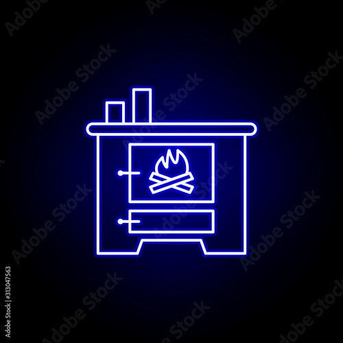 crematory, death outline blue neon icon. detailed set of death illustrations icons. can be used for web, logo, mobile app, UI, UX