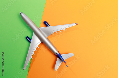 Model plane, airplane mock up with clipping path - Top View photo