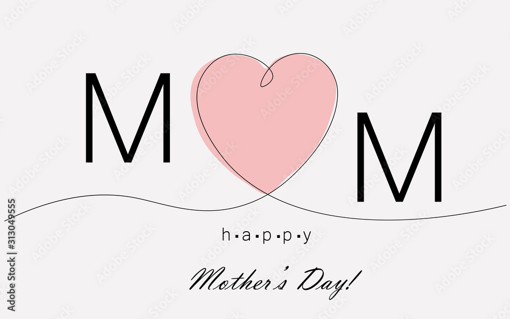 Happy mothers day background with heart vector illustration