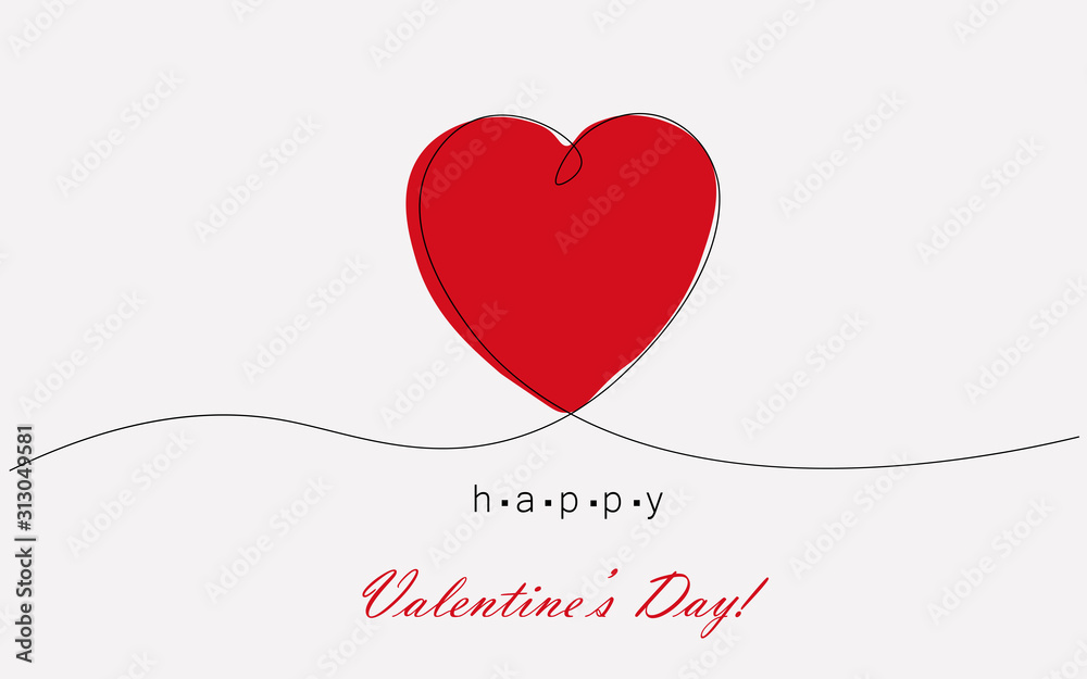 Happy valentines day background with heart vector illustration