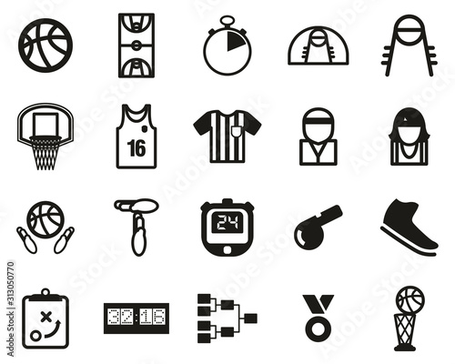 Basketball Icons Black & White Set Big