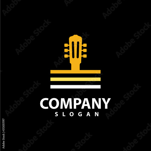 guitar logo template design vector icon illustration