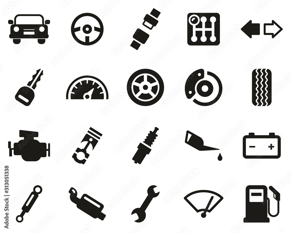 Car Or Car Parts Black & White Set Big Car Or Car Parts Black & White Set Big