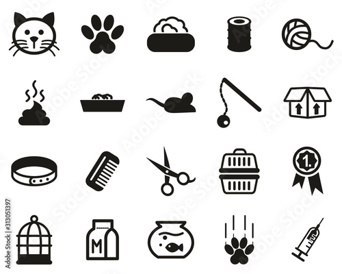 Cat Or Feline Icons Black & White Set Big