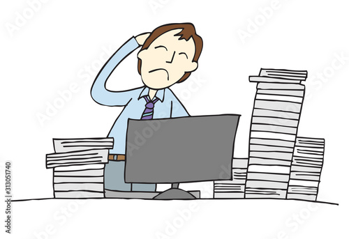 There is a lot of paperwork to be processed.Only one person is busy.The work is concentrated only to one person and it becomes difficult.Work overtime