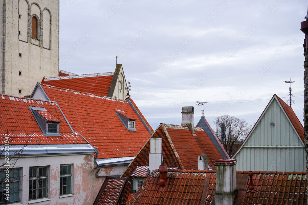 Roofs on old city Tallinn Estonia