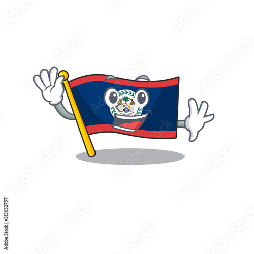 Waving friendly flag belize cartoon character design