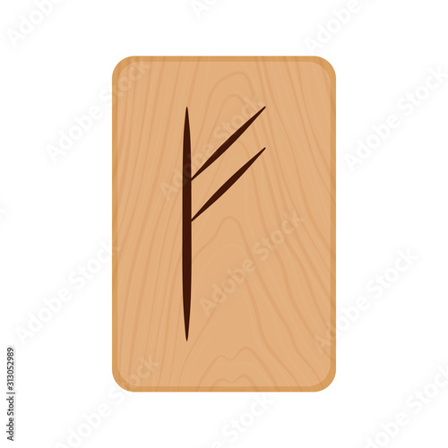 Futhark, Scandinavian Runes burned on wooden planks isolated vector stock illustration on transparent background