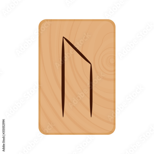 Futhark, Scandinavian Runes burned on wooden planks isolated vector stock illustration on transparent background