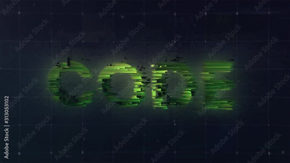 Video „Massive bold glitchy Code text. Bugs in code. Noisy pixels ...