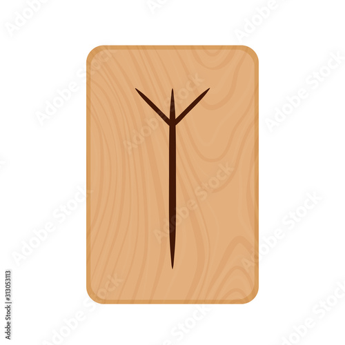 Futhark, Scandinavian Runes burned on wooden planks isolated vector stock illustration on transparent background