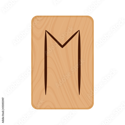 Futhark, Scandinavian Runes burned on wooden planks isolated vector stock illustration on transparent background