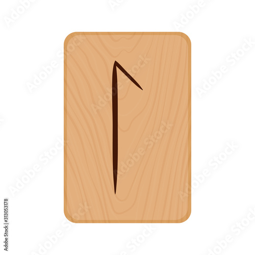 Futhark, Scandinavian Runes burned on wooden planks isolated vector stock illustration on transparent background