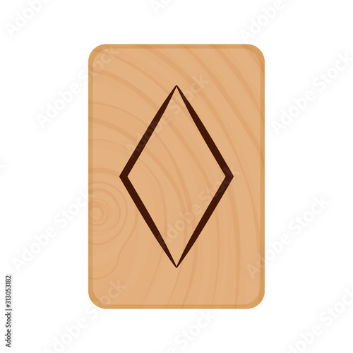 Futhark, Scandinavian Runes burned on wooden planks isolated vector stock illustration on transparent background