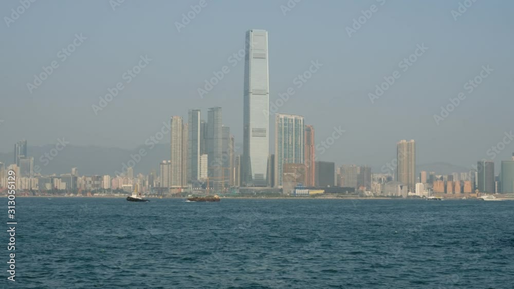Skyline of West Kowloon, Hong Kong, view from Hong Kong Island coast Skyline of West Kowloon, Hong Kong, view from Hong Kong Island coast