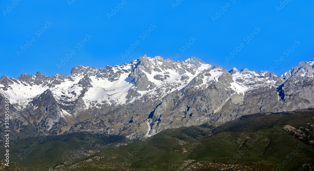 snow mountains landscape in Yading national reserve in  China.