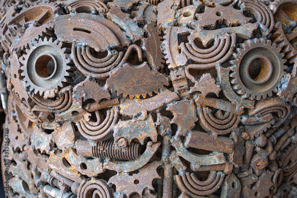 Artwork made from rusted metal pieces Artwork made from rusted metal pieces