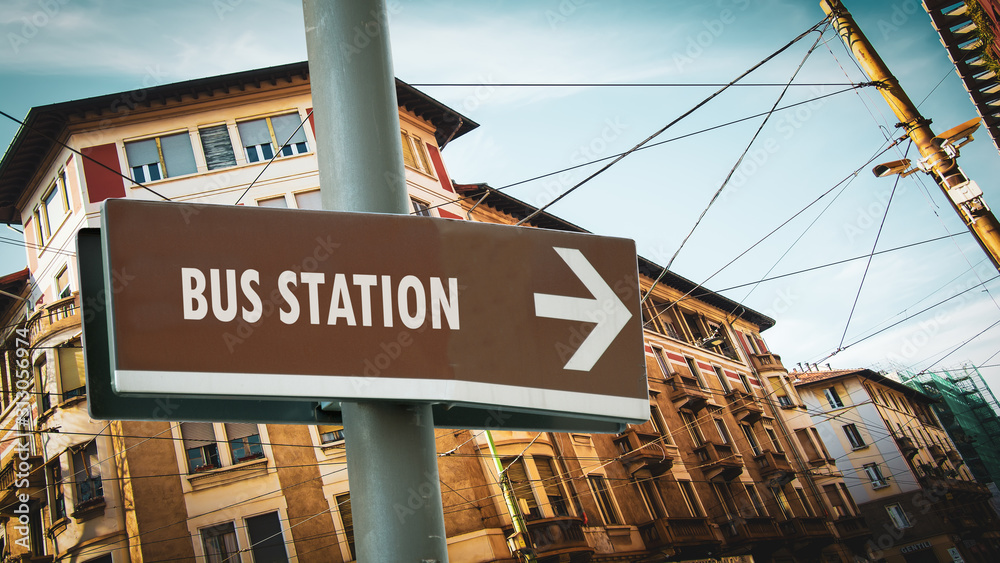 Street Sign to Bus Station