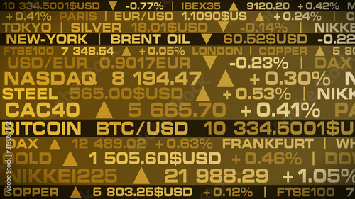 stock market index and real rates with a golden shade