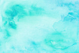Turquoise background Watercolor texture Blue mint green backdrop
