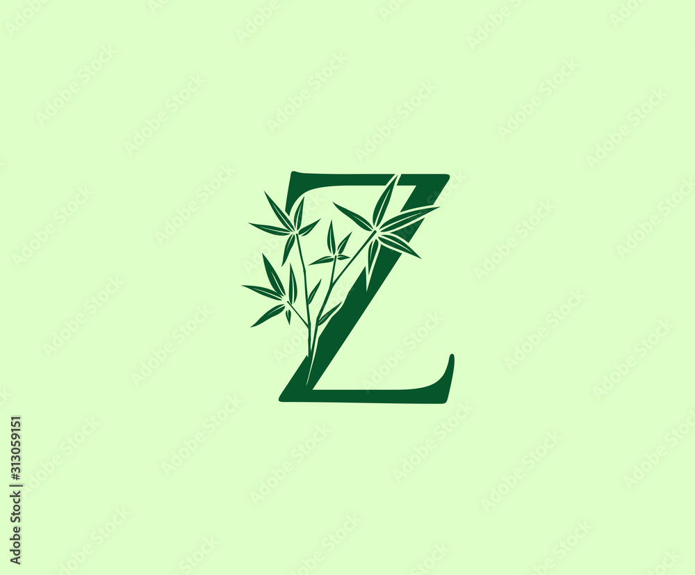 Fototapeta Green Bamboo Z Letter logo icon design