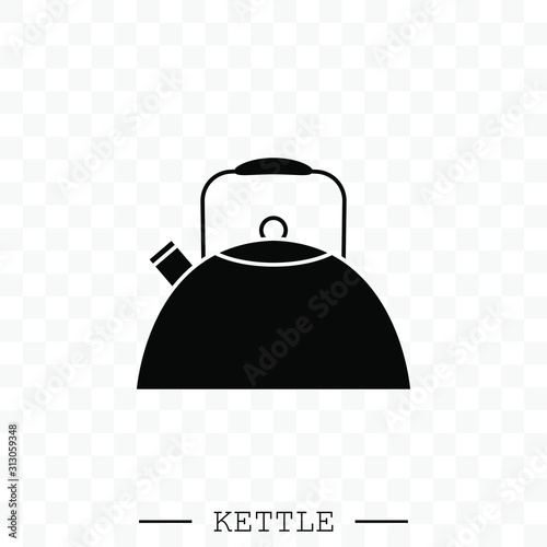 kettle icon vector. Teapot logo. kettle gas black. Black Kettle with handle icon isolated on white background. Kettle in art style vector icon. kettle emblem, sign. Kettle illustration. teapot symbol