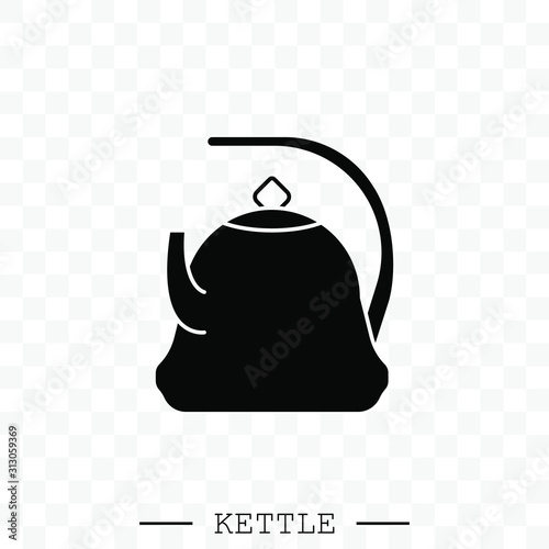kettle icon vector. Teapot logo. kettle gas black. Black Kettle with handle icon isolated on white background. Kettle in art style vector icon. kettle emblem, sign. Kettle illustration. teapot symbol