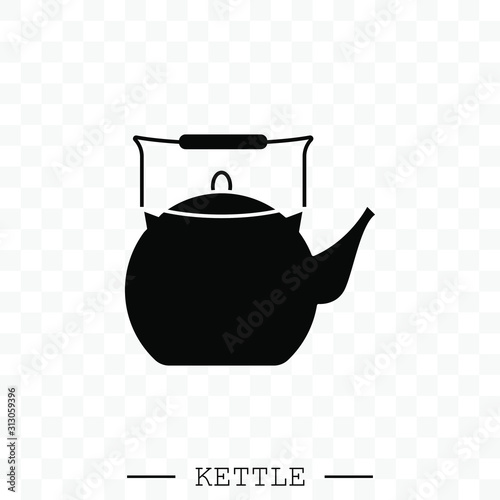 kettle icon vector. Teapot logo. kettle gas black. Black Kettle with handle icon isolated on white background. Kettle in art style vector icon. kettle emblem, sign. Kettle illustration. teapot symbol