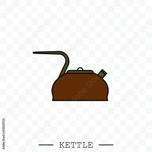 kettle icon vector. Teapot logo. kettle gas color. Color Kettle with handle icon isolated on white background. Kettle in art style vector icon. kettle emblem, sign. Kettle illustration. teapot symbol