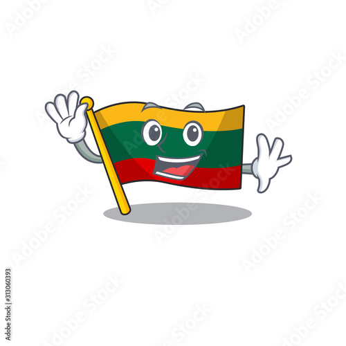 Waving friendly flag lithuania cartoon character design