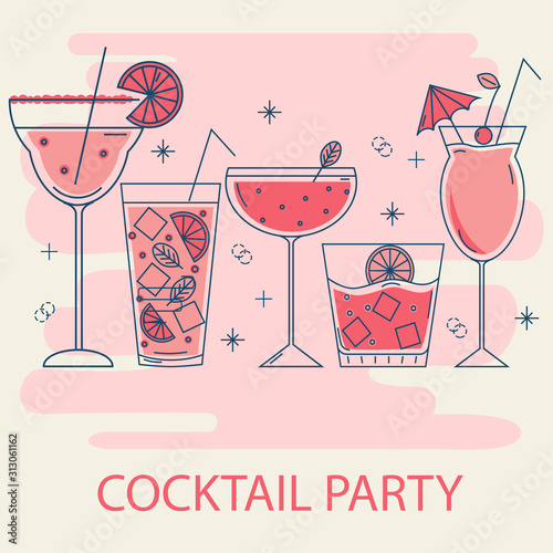 Cocktail party invitation concept template,