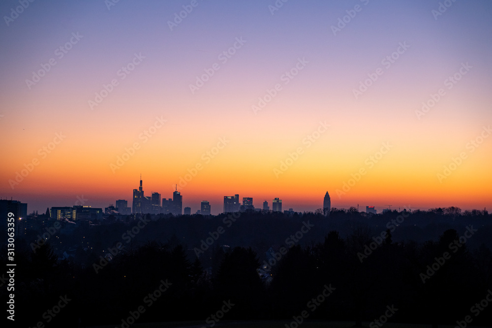 Sunset Skyline Frankfurt January 2020