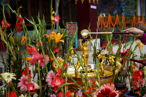 Budddhist ritual in Druk monastery Darjeeling