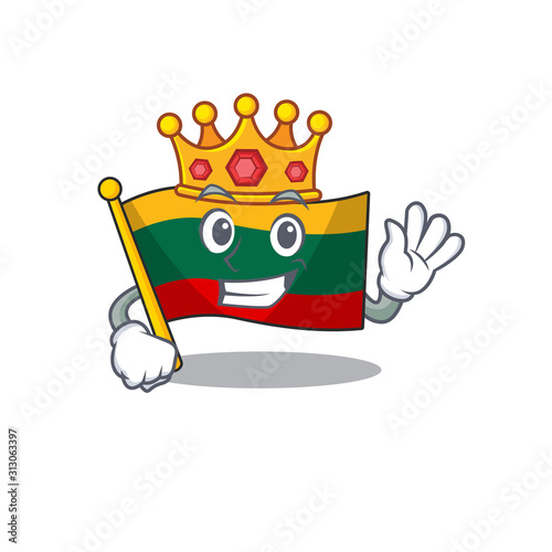 A stunning of flag lithuania stylized of King on cartoon mascot style