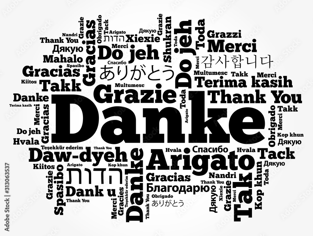 Danke Thank You In German Word Cloud Background In Different