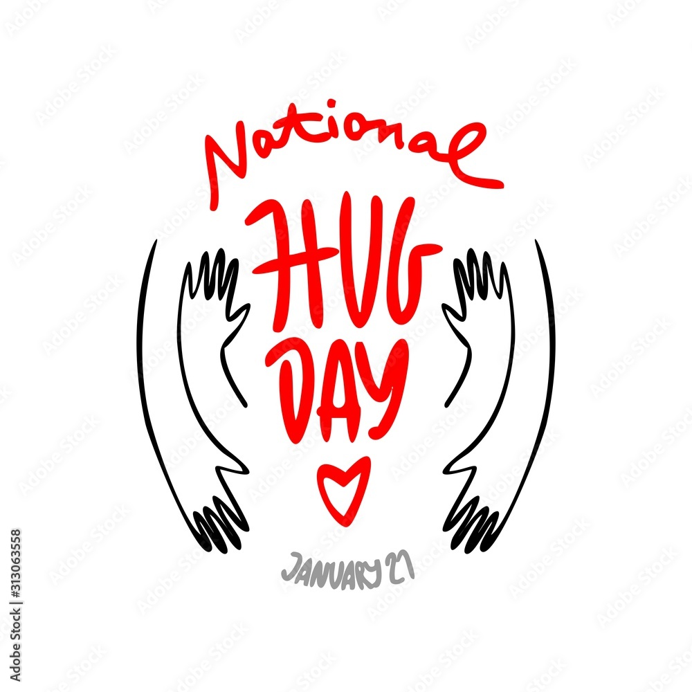 Happy Hug Day. illustration of a Banner for National Hug Day. Hands reach for each other for a hug. Line graphics. Happy Hug Day. illustration of a Banner for National Hug Day. Hands reach for each other for a hug. Line graphics.
