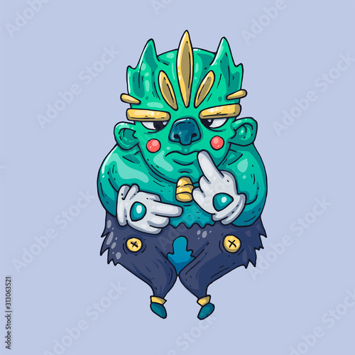 shy magic troll. Creative Vector Illustration. Cartoon art for web and print.