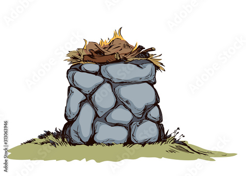 Stone Altar. Vector drawing