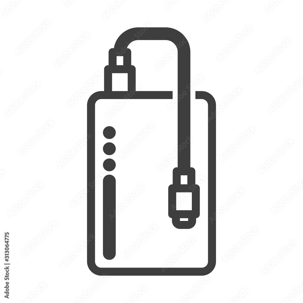 Portable charger icon for phone and any gadget. Isolated vector on a white background Portable charger icon for phone and any gadget. Isolated vector on a white background