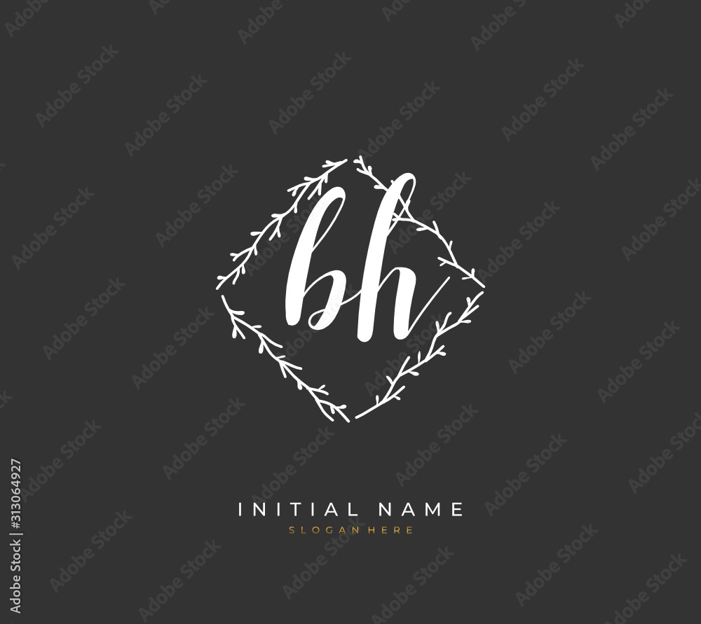 Handwritten letter B H BH for identity and logo. Vector logo template with handwriting and signature style. Handwritten letter B H BH for identity and logo. Vector logo template with handwriting and signature style.