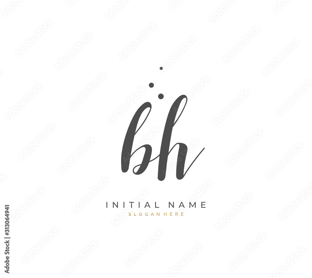 Handwritten letter B H BH for identity and logo. Vector logo template with handwriting and signature style. Handwritten letter B H BH for identity and logo. Vector logo template with handwriting and signature style.