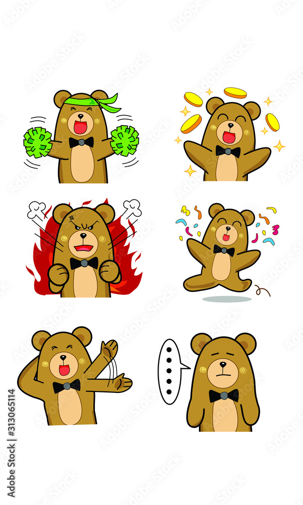Fototapeta premium Bear character design, Set, Collection