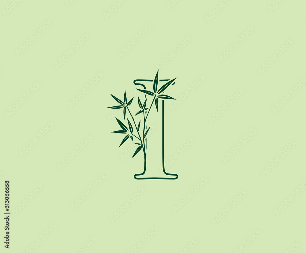 Fototapeta Bamboo I Letter logo , Green I Bamboo Plant icon design