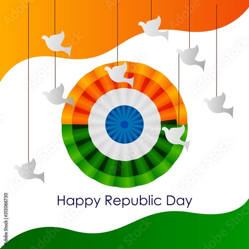 vector illustration of 26 January Happy Republic Day of India background