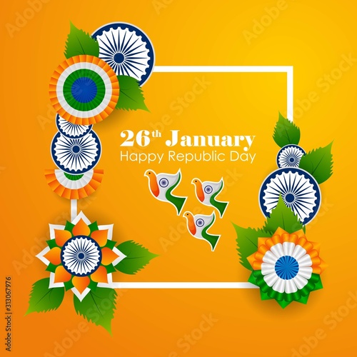 vector illustration of 26 January Happy Republic Day of India background