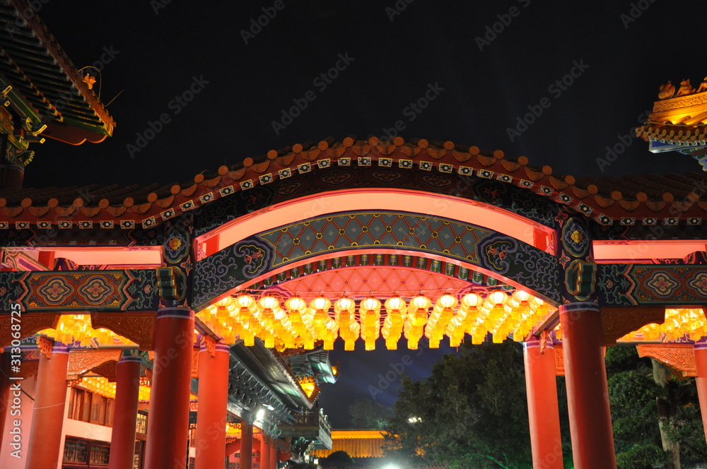 night view of temple buildings night view of temple buildings