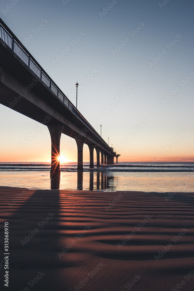 Sunrise at New Brighton Pier, Christchurch, New Zealand Sunrise at New Brighton Pier, Christchurch, New Zealand